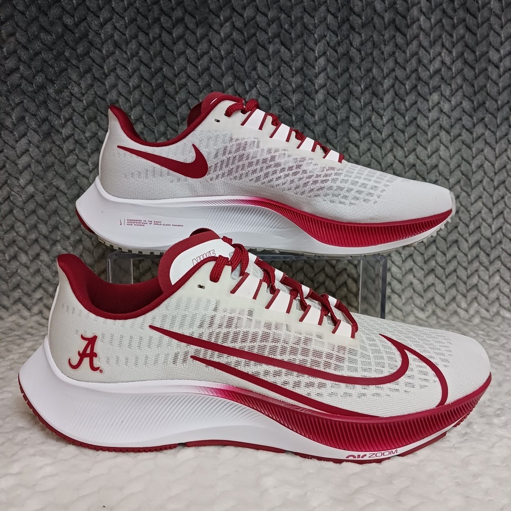 Nike Air Zoom Pegasus 37 Alabama Men's Running Sneakers Shoes White Crimson Sz 9